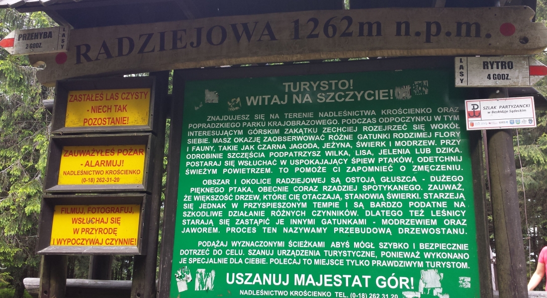 Radziejowa 1262 m n.p.m. z Obidzy najwyższe szczyty gór w Polsce 7/28